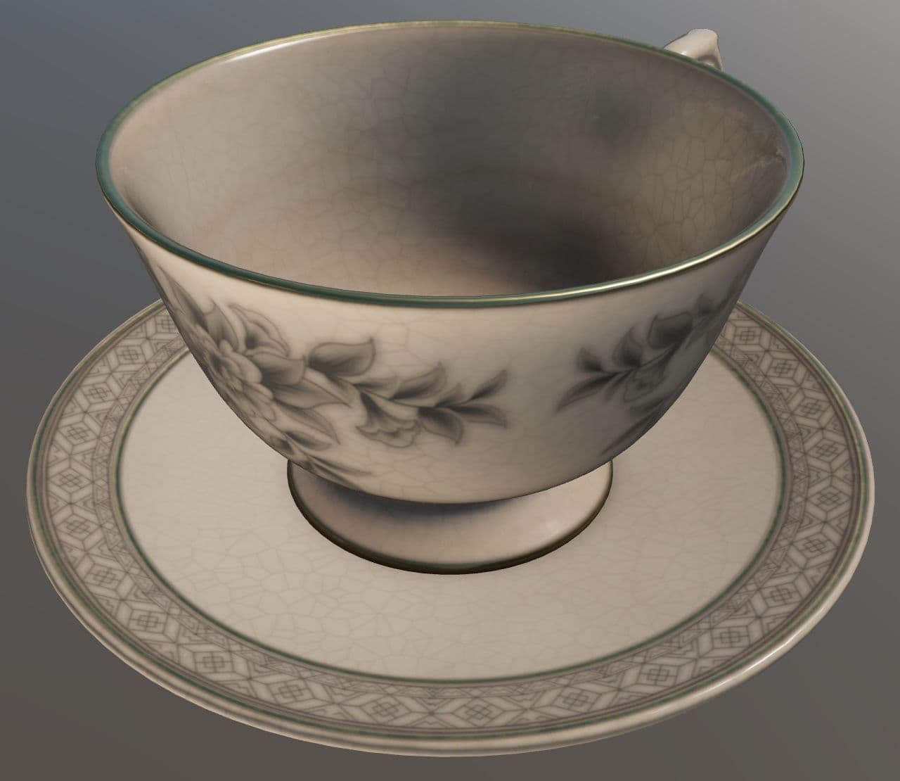 Textured teacup GLB preview for web inspection