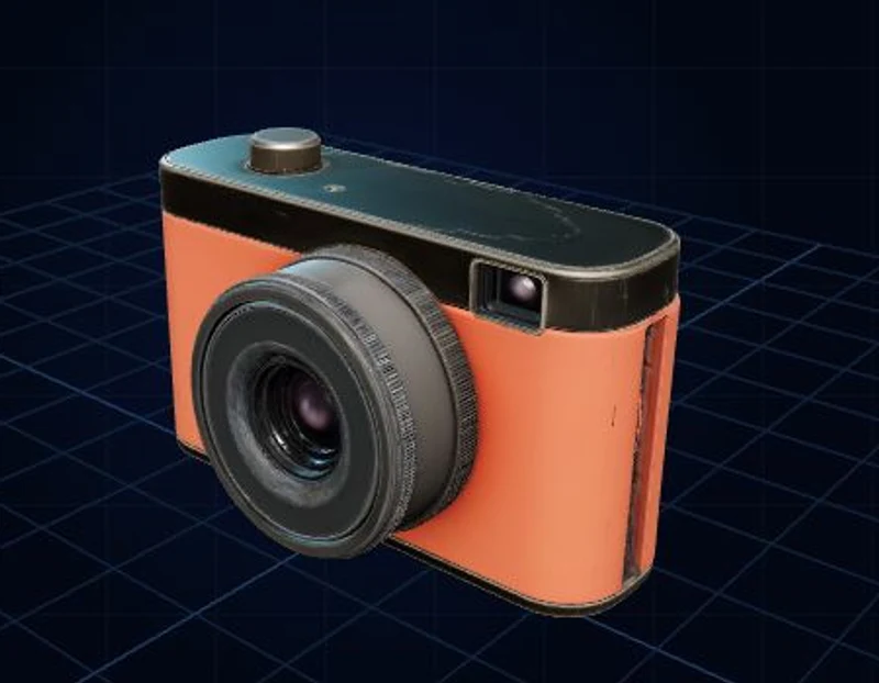 Fomrix Precision 3D 实际生成的相机模型，橙色机身、金属顶盖与纹理镜头